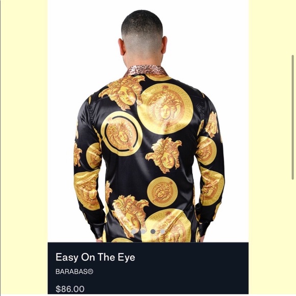 Nwt Men’s BARABAS Easy on the Eye 👁 Button Down Dress Shirt Size: Small - Picture 3 of 5